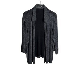 Vikki Vi size 1X black & white open cardigan jacket slinky knit